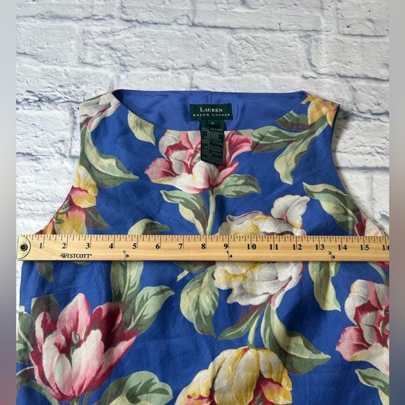 Ralph Lauren Blue Floral Sleeveless Maxi Dress. 100% Linen. Size 6. Quiet Luxury - Picture 7 of 14